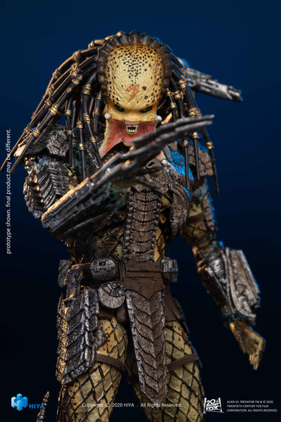 Hiya Toys Avp Alien vs Predator Unmasked Scar Predator 1/18 Scale Figure