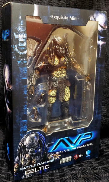 Hiya Toys Avp Alien vs Predator Battle Damage Celtic Predator 1/18 Scale Figure