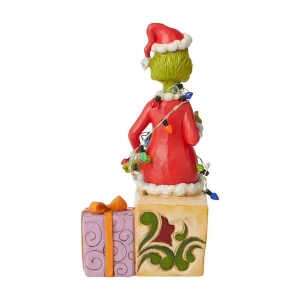 Jim Shore The Grinch on Present Wrapped in Lights Figurine